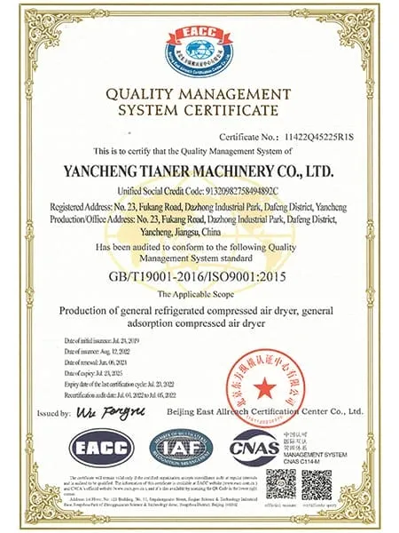 ISO 9001 Quality Management System Certification